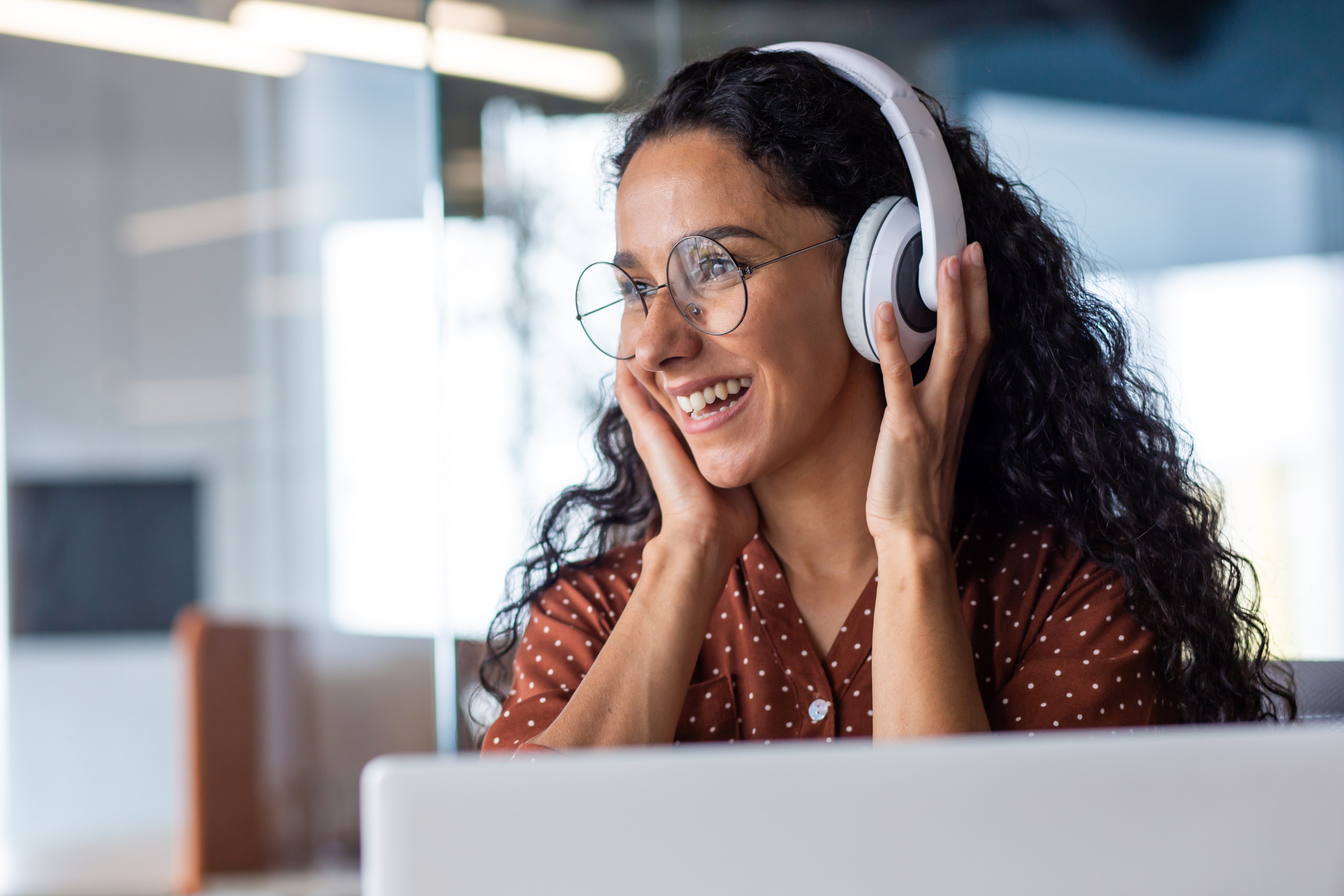 Woman with business headset