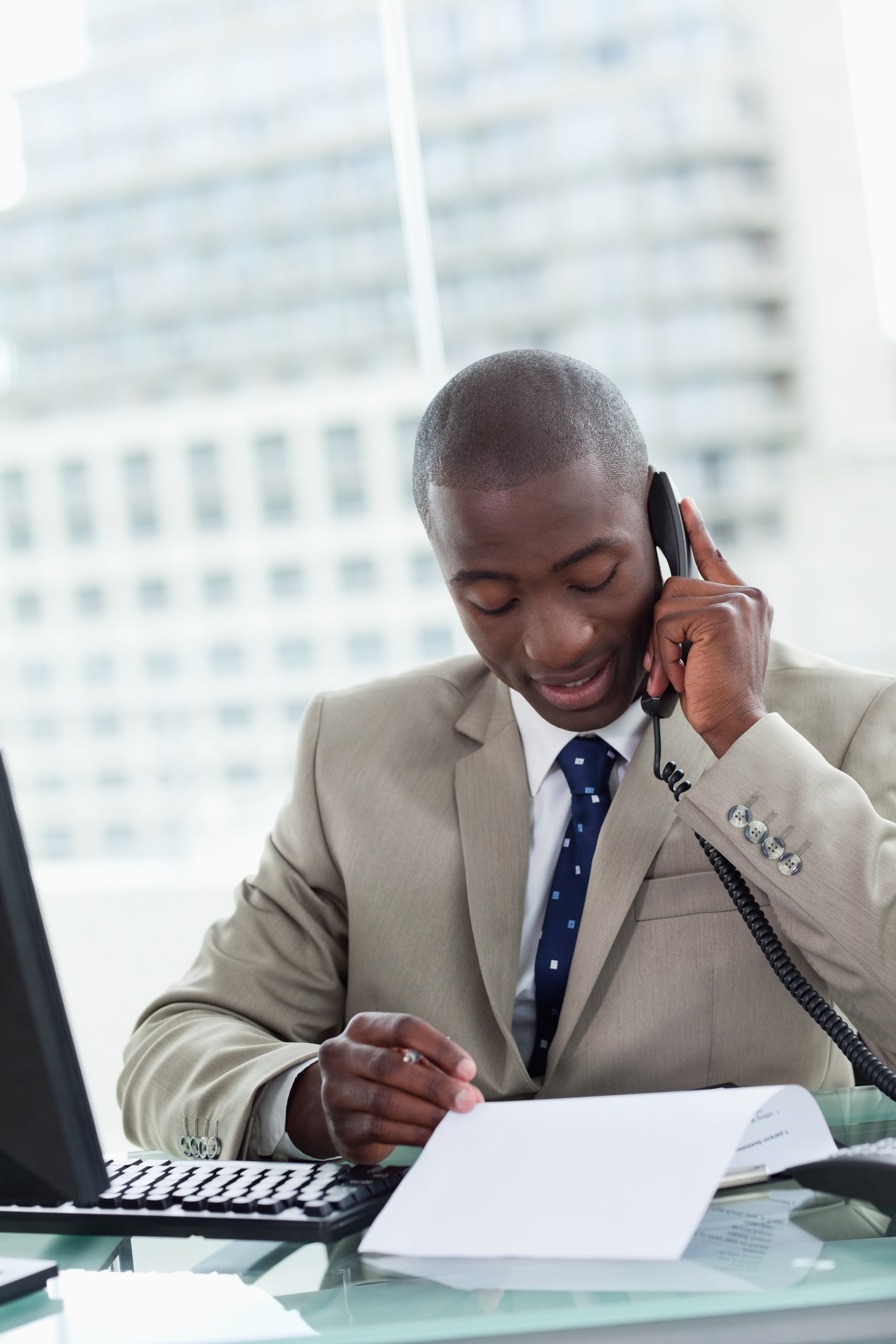Government employee taking a phone call