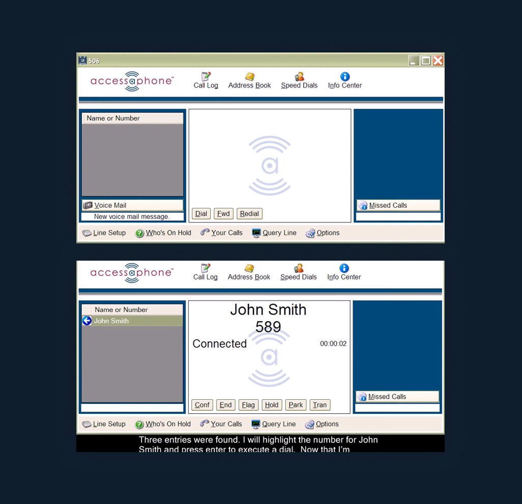 Accessaphone user interface