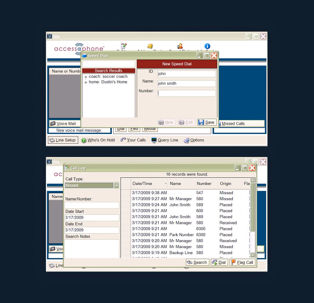 Accessaphone user interface