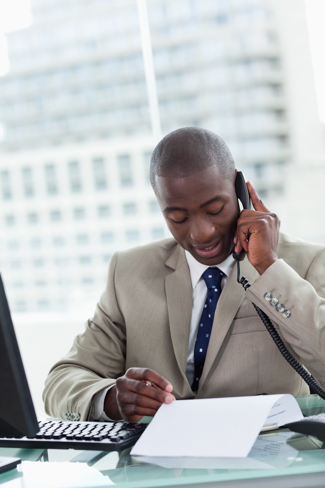 Government employee taking a phone call